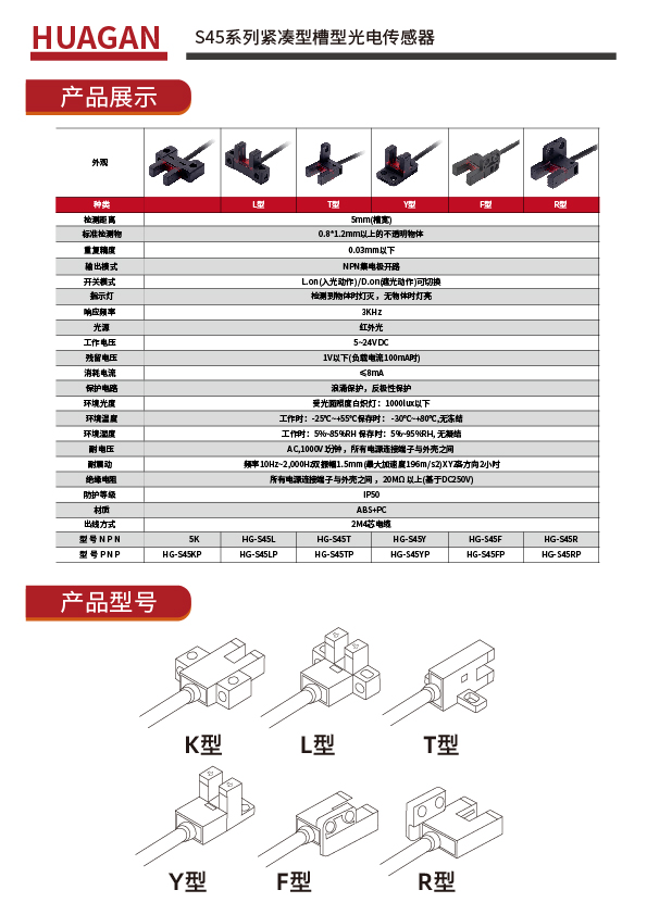 S45系列緊湊型槽型光電傳感器